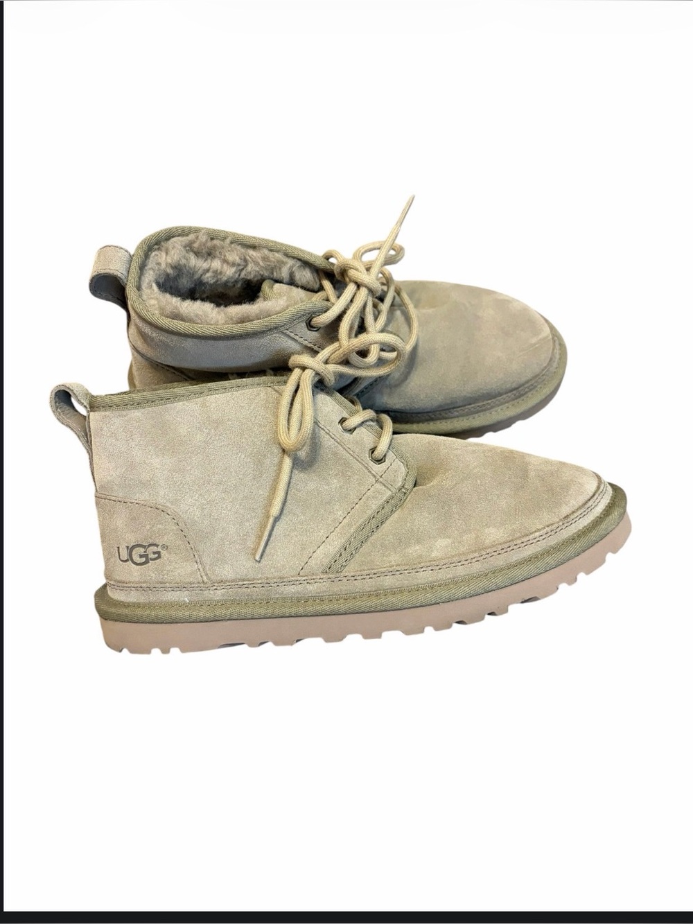 UGG Neumel Chukka Boots Women’s 7 Green Suede Shearling Lace Up NWOT - Picture 2 of 12